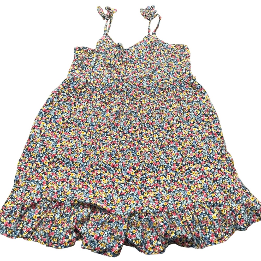 Old Navy‎ Womens XXL Tall Floral Smocked Cami Dress Ruffle Hem Blue Red Yellow